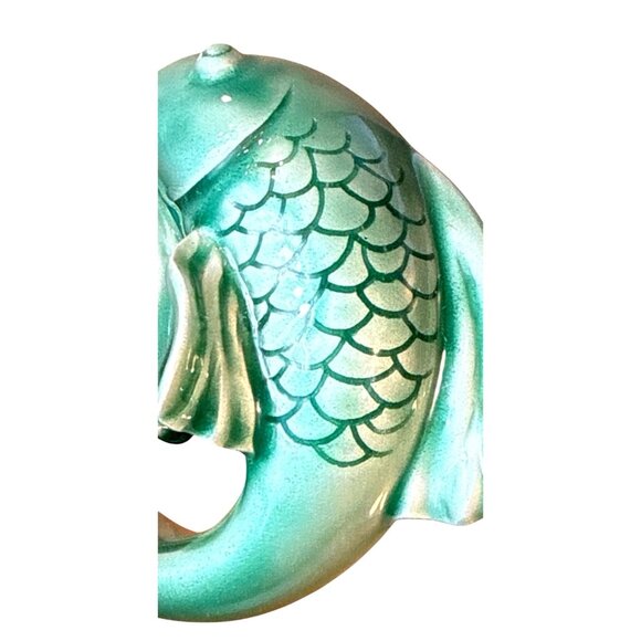 Set Of 4 Pottery Barn Green Ceramic Fish-Shaped Napkin Rings - Picture 6 of 8